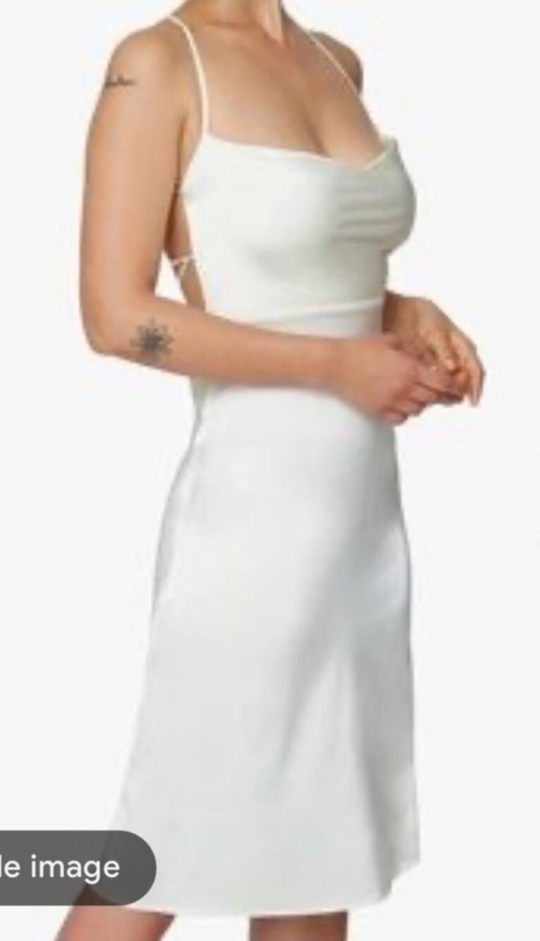 New Danielle Bernstein white satin tie back midi dress Size Small Bridal Minimal
